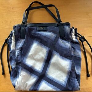 Burberry Blue Buckleigh Packable Nylon Check Shoulder Bag Black